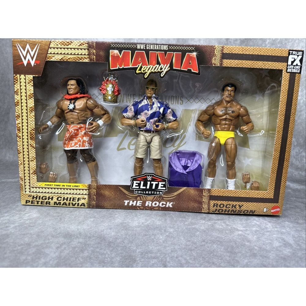 WWE Mattel Elite The Rock WWE Generations Maivia Legacy 3-Pack Exclusive - Picture 1 of 10